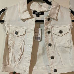 White jean jacket vest